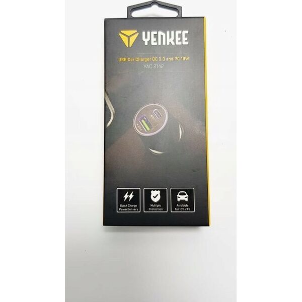 Ładowarka Yenkee YAC 2142 QC 3.0 a PD 18W Autonab, YENKEE 14084053 8590669292196