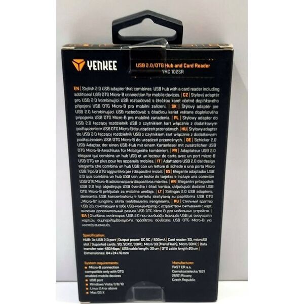 HUB USB Yenkee YHC 103SR USB C OTG HUB+reader    YENKEE 14084066 8590669276363