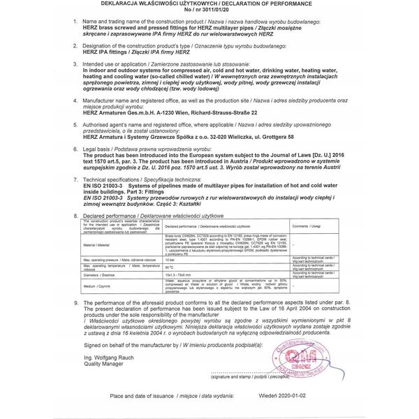 Herz Trójnik zaprasowywany 26x3-1/2''-20x2 GW 14084222 9004174118104