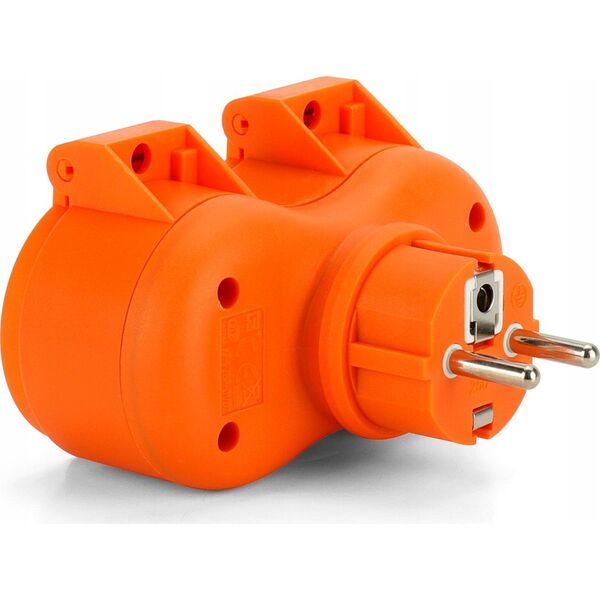 Montis Rozgałęźnik podwójny 2x2P+Z, 16A, 250V | IP44| pomarańczowy MT089 14084581 5901811405471