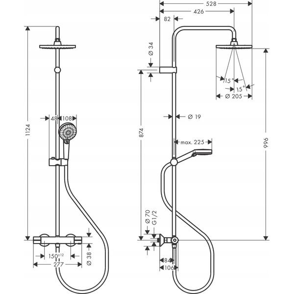 Hansgrohe Vernis Blend Komplet prysznicowy 200 1jet EcoSmart z baterią termostatyczną, czarny mat 14088955 4059625338667
