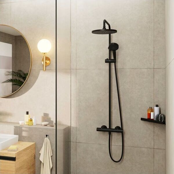 Hansgrohe Vernis Blend Komplet prysznicowy 200 1jet EcoSmart z baterią termostatyczną, czarny mat 14088955 4059625338667
