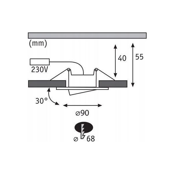 Paulmann Oprawa do wbudowania CALLA LED 6W 500lm okrągła wychylna 4000K IP65 230V czarny matowy 14090343 4000870924617