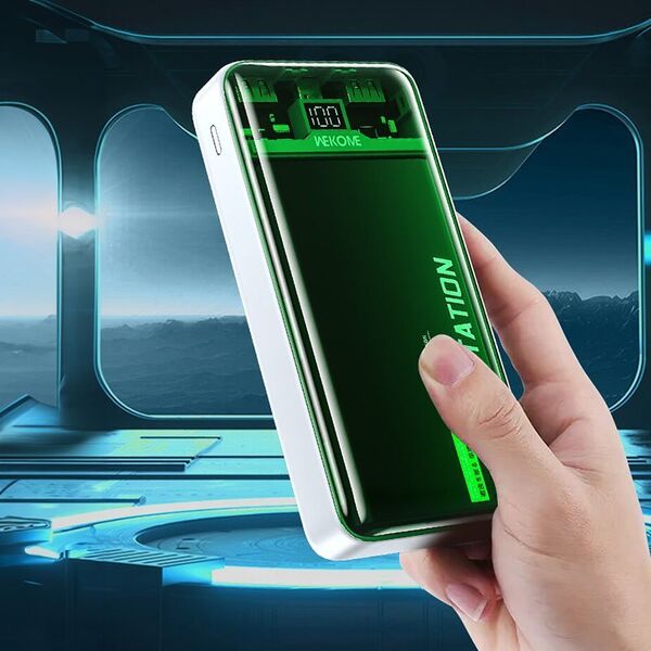 Powerbank Wekome WEKOME WP-353 Vanguard Series - Power bank 10000 mAh PD 20W + QC 22.5W (Zielony / Przezroczysty) 14092433 6941027641095