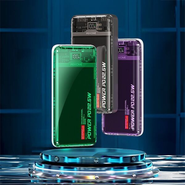 Powerbank Wekome WEKOME WP-353 Vanguard Series - Power bank 10000 mAh PD 20W + QC 22.5W (Zielony / Przezroczysty) 14092433 6941027641095
