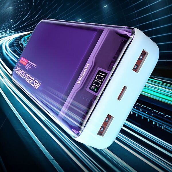 Powerbank Wekome WEKOME WP-353 Vanguard Series - Power bank 10000 mAh PD 20W + QC 22.5W (Fioletowy / Przezroczysty) 14092440 6941027641101