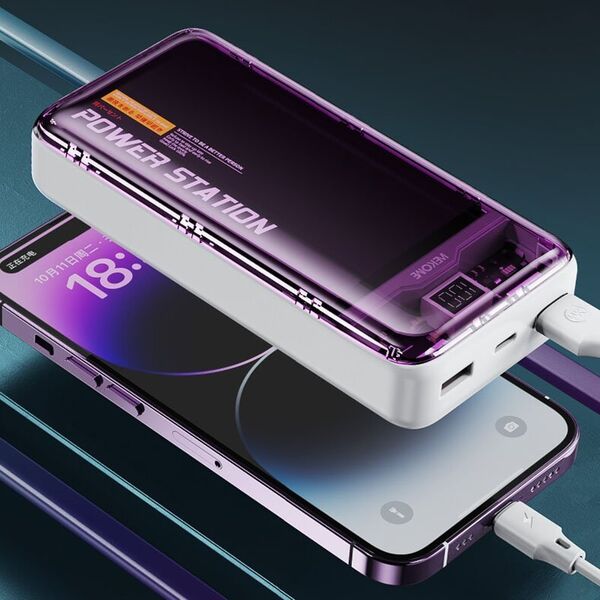 Powerbank Wekome WEKOME WP-353 Vanguard Series - Power bank 10000 mAh PD 20W + QC 22.5W (Fioletowy / Przezroczysty) 14092440 6941027641101