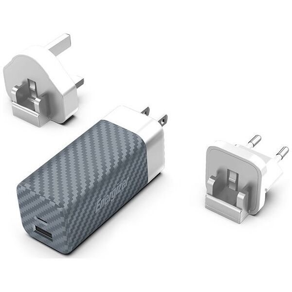 Ładowarka Energizer Energizer Ultimate - Ładowarka sieciowa Multiplug EU / UK / US GaN USB-C & USB-A 65W PD (Srebrny) 14093140 3492548231775