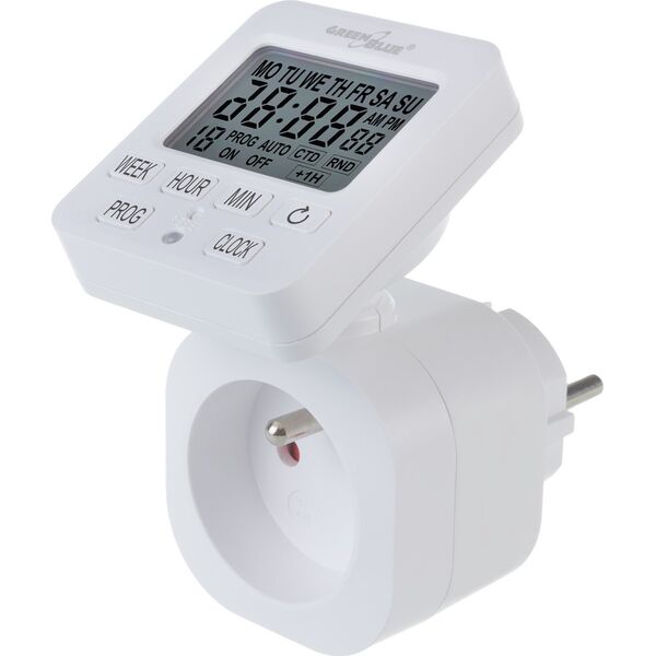 GreenBlue Włącznik czasowy - timer cyfrowy GreenBlue,  max. obciążenie 16A, IP20, GB605 E 14103245 5902211135180