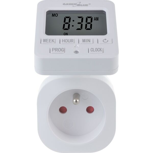 GreenBlue Włącznik czasowy - timer cyfrowy GreenBlue,  max. obciążenie 16A, IP20, GB605 E 14103245 5902211135180