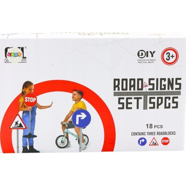 LeanToys Zestaw Edukacyjny Duże Znaki Drogowe 76cm 3 Szt 14103833 5905991029281