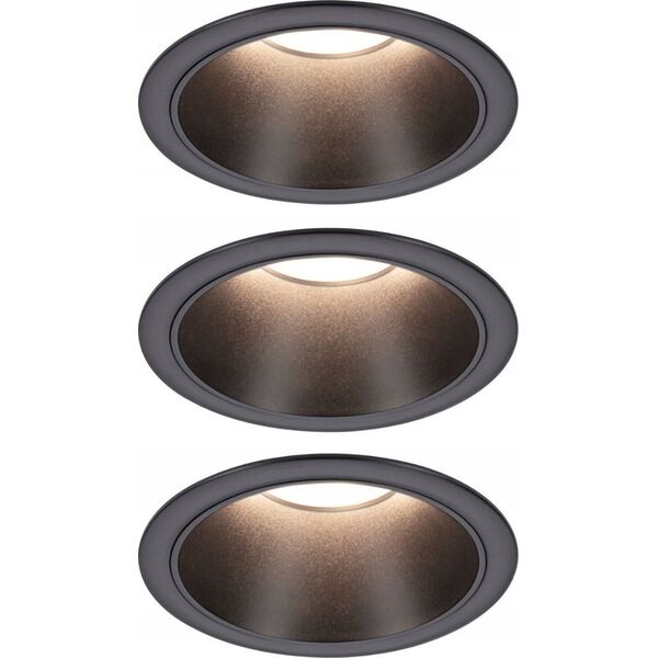 Paulmann Oprawa do wbudowania EBL COLE SET COIN 3-STEP DIM  zestaw 3x6W 3x470lm 2700K IP44 230V czarny matowy / aluminium 14104936 4000870948699