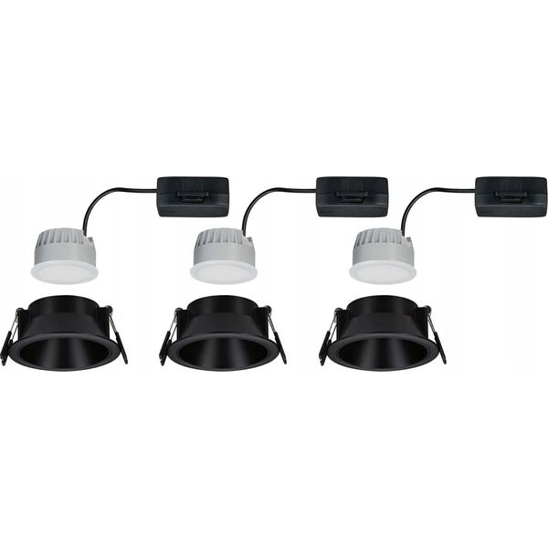 Paulmann Oprawa do wbudowania EBL COLE SET COIN 3-STEP DIM  zestaw 3x6W 3x470lm 2700K IP44 230V czarny matowy / aluminium 14104936 4000870948699