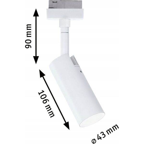 Paulmann Reflektor na szynoprzewód URail TUBO LED 3-STEP DIM 4W 170lm 4000K 230V biały RAL9003 / metal 14104940 4000870948903