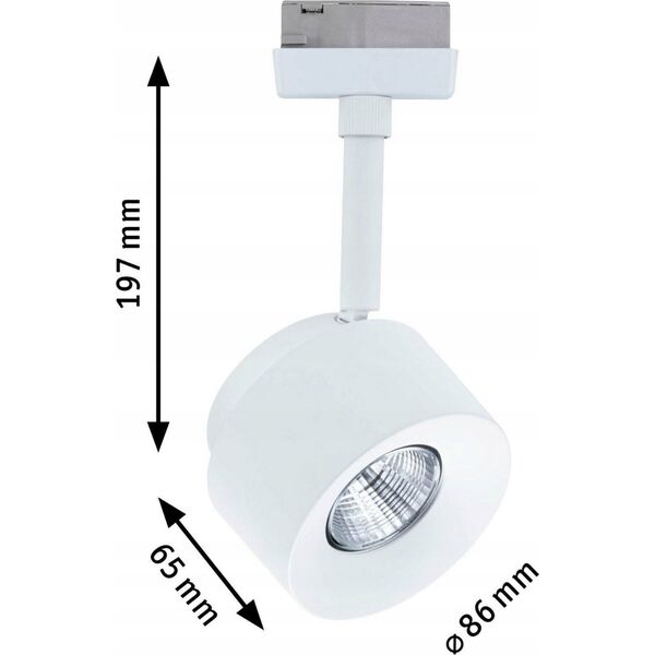 Paulmann Reflektor na szynoprzewód URail PANE LED DIM 7W 650lm 3000K 230V biały RAL9003 / metal 14104941 4000870948934