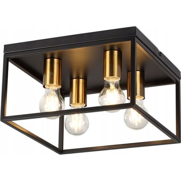 Lampa sufitowa Reality Cage 638704-02 plafon oprawa sufitowa 4x40W E27 czarny/złoty 14105022 5903205002297