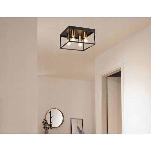 Lampa sufitowa Reality Cage 638704-02 plafon oprawa sufitowa 4x40W E27 czarny/złoty 14105022 5903205002297