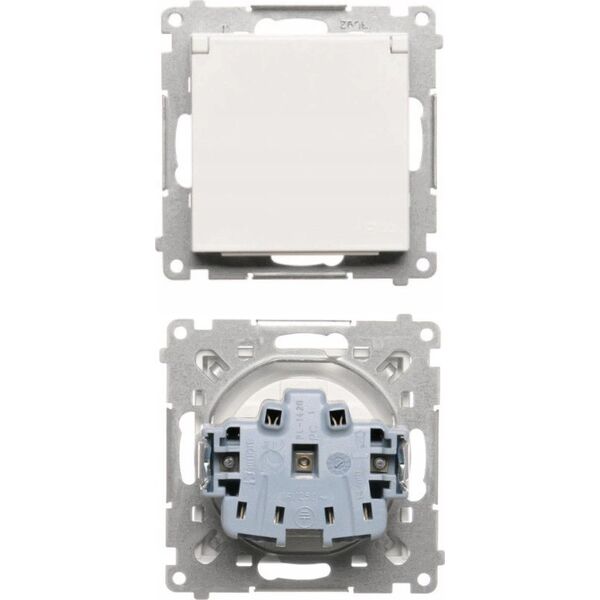 Kontakt-Simon Gniazdo wtyczkowe Kontakt-Simon 55 TGZ1BCUZ.01/111 do wersji IP44 bez uszczelki moduł 16 A, 250V~, szybkozłącza biały mat 14105074 5902787879907