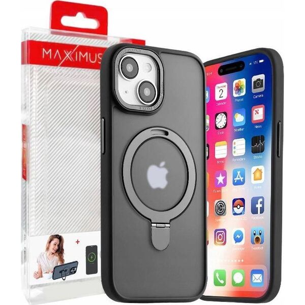 Maxximus MX KICKSTAND MAGSAFE CIRCLE IPHONE 15 PLUS (6.7), BLACK / CZARNY 14115268 5901313091899