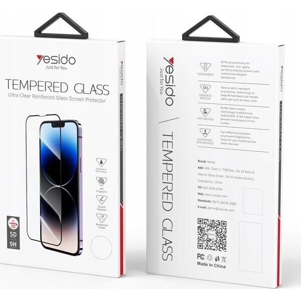 Yesido yesido Szkło 5D iPhone 15 Pro TG01 14115291 6942314400029