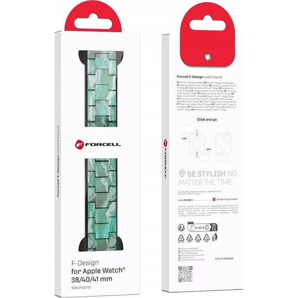 ForCell FORCELL F-DESIGN FA04 pasek żywiczny marmurkowy do APPLE Watch 38 / 40 / 41 mm zielony 14116691 5903396291487