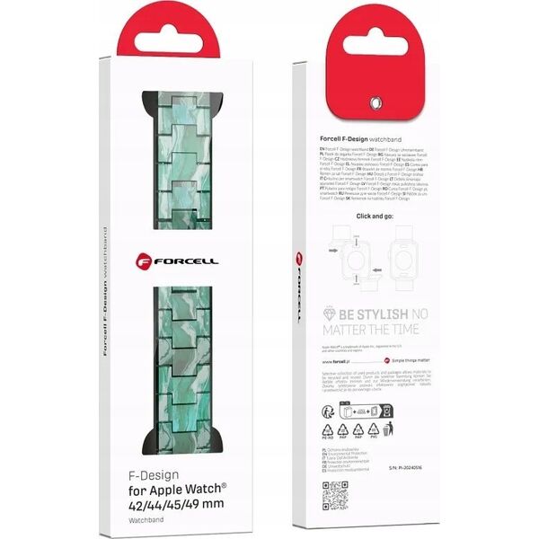 ForCell FORCELL F-DESIGN FA04 pasek żywiczny marmurkowy do APPLE Watch 42 / 44 / 45 / 49 mm zielony 14116719 5903396291456