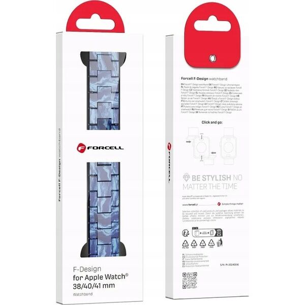 ForCell FORCELL F-DESIGN FA04 pasek żywiczny marmurkowy do APPLE Watch 38 / 40 / 41 mm niebieski 14116720 5903396291524
