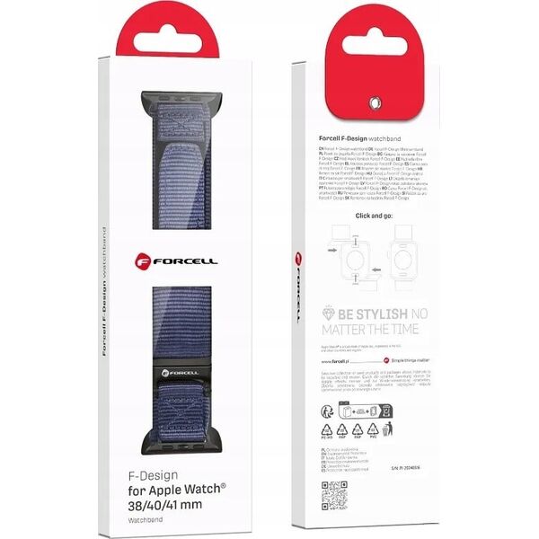 ForCell FORCELL F-DESIGN FA05 pasek nylonowy do APPLE Watch 38 / 40 / 41 mm niebieski 14116723 5903396291555
