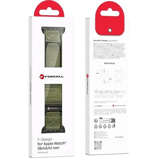 ForCell FORCELL F-DESIGN FA05 pasek nylonowy do APPLE Watch 38 / 40 / 41 mm zielony 14116727 5903396291579