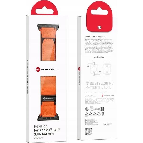ForCell FORCELL F-DESIGN FA05 pasek nylonowy do APPLE Watch 38 / 40 / 41 mm pomarańczowy 14116740 5903396291593