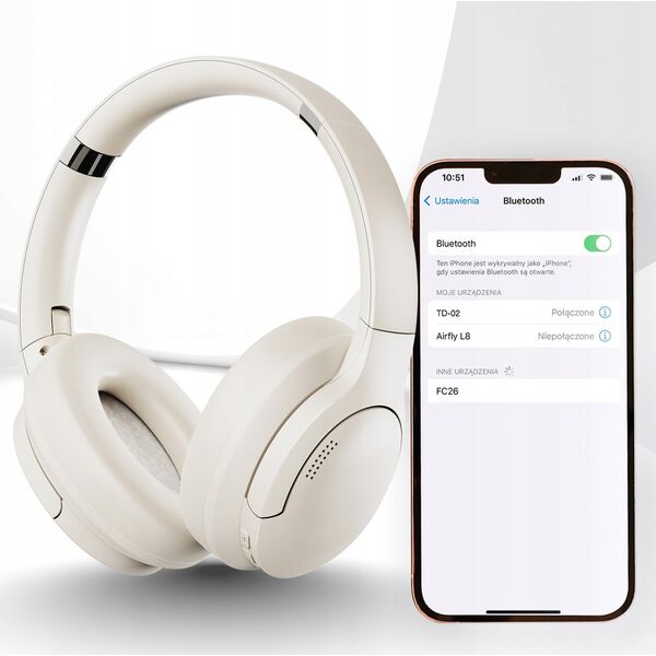 Słuchawki WiWU WiWU - Słuchawki bezprzewodowe Soundcool Headset TD-02 - białe 14116935 6976195094619