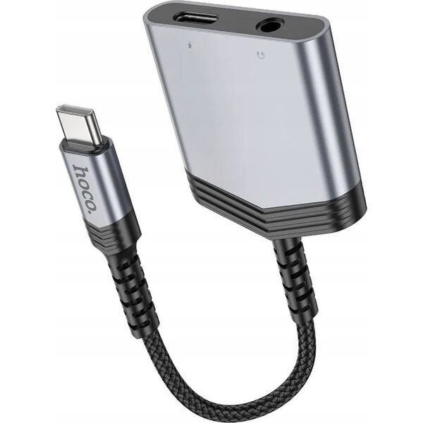 Adapter USB Hoco HOCO adapter AUX 2w1 Typ C do Typ C / Jack 3,5 mm 27W LS39 szary 14116938 6942007629355