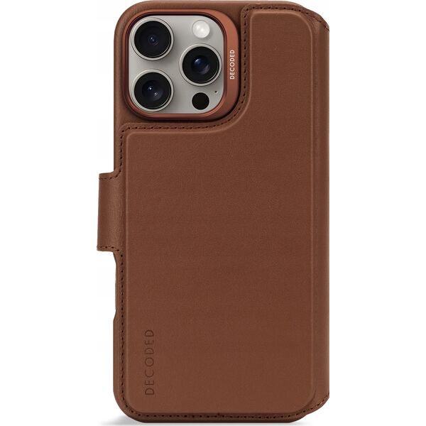 Decoded Decoded Leather Detachable Wallet - skórzana obudowa ochronna do iPhone 16 Pro kompatybilna z MagSafe (tan) 14118833 8721145001272