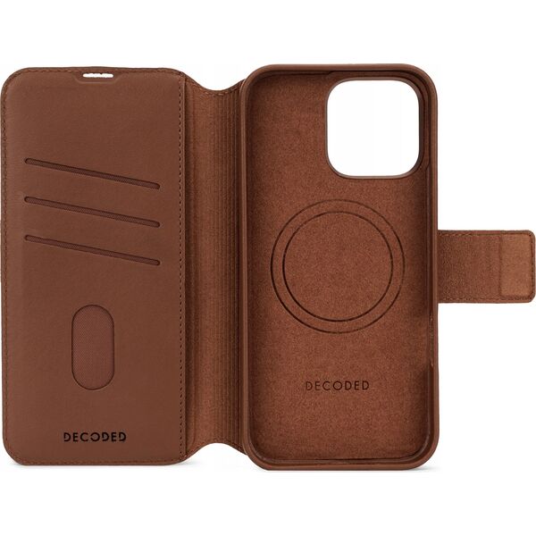 Decoded Decoded Leather Detachable Wallet - skórzana obudowa ochronna do iPhone 16 Pro kompatybilna z MagSafe (tan) 14118833 8721145001272