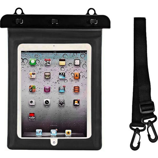 Etui na tablet Hurtel Etui wodoszczelne na tablet PVC z regulowanym paskiem Outdoor - czarne Etui wodoszczelne na tablet PVC z regulowanym paskiem Outdoor - czarne 14122238 9145576276662