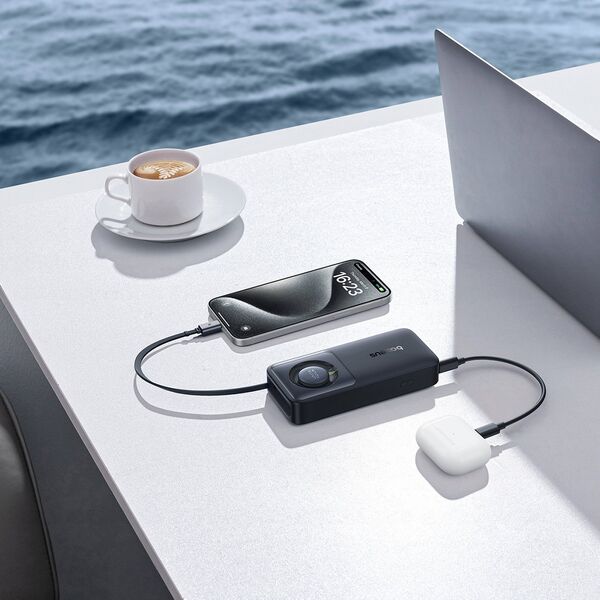 Powerbank Baseus Powerbank Baseus Free2Pull 10000mAh 30W z portem USB-C i rozwijanym kablem USB-C - czarny 14127416 6932172659653