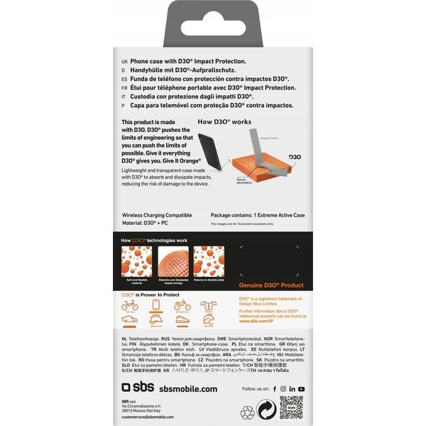 SBS Mobile Etui SBS Extreme Active D3O do iPhone 16 - przezroczyste 14127422 8018417482632
