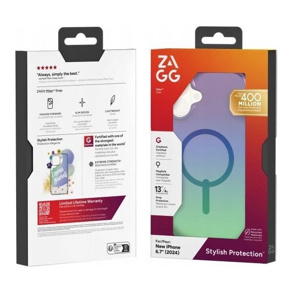 Zagg International ZAGG Milan Snap - obudowa ochronna do iPhone 16 Plus kompatybilna z MagSafe (raven feather) 14137796 840390319517