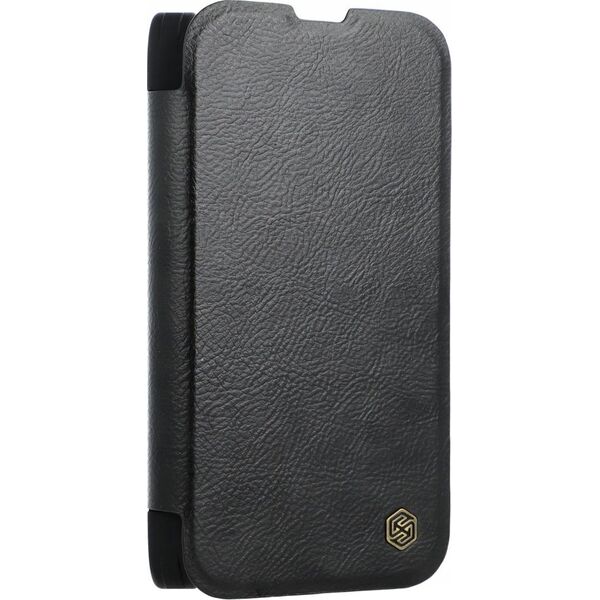 Nillkin Etui Nillkin Qin Prop Leather Case z osłoną na aparat i podstawką na iPhone 16 - czarne 14145295 6902048281936