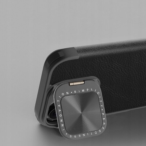 Nillkin Etui Nillkin Qin Prop Leather Case z osłoną na aparat i podstawką na iPhone 16 - czarne 14145295 6902048281936