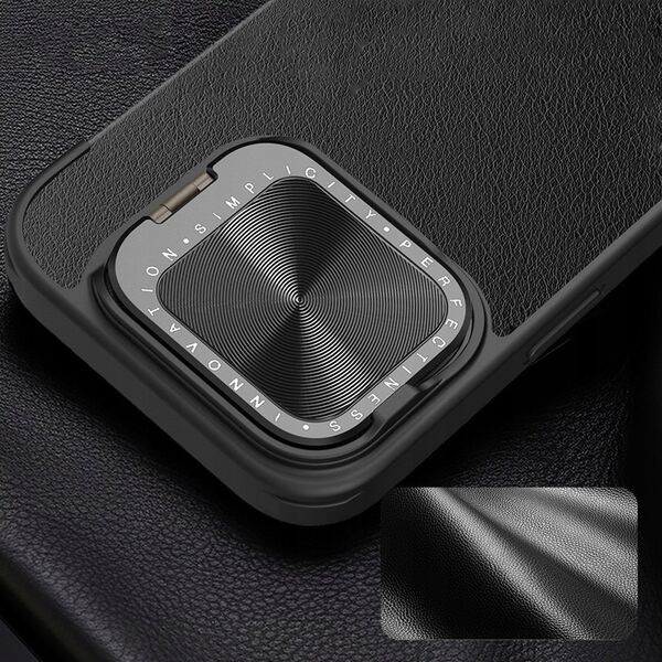 Nillkin Etui Nillkin Qin Prop Leather Case z osłoną na aparat i podstawką na iPhone 16 - czarne 14145295 6902048281936