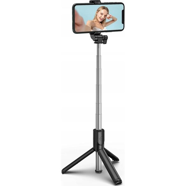 Selfie stick Hurtel Selfie stick WHS1Y teleskopowy tripod 1m z uchwytem na telefon - czarny 14146931 5907769360589
