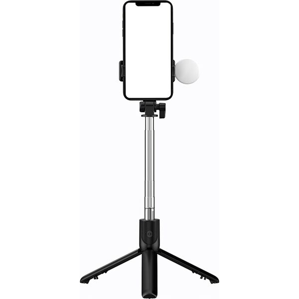 Selfie stick Hurtel Selfie stick WH1YXS teleskopowy tripod 1m z okrągłą lampą i uchwytem na telefon - czarny 14146932 5907769360596