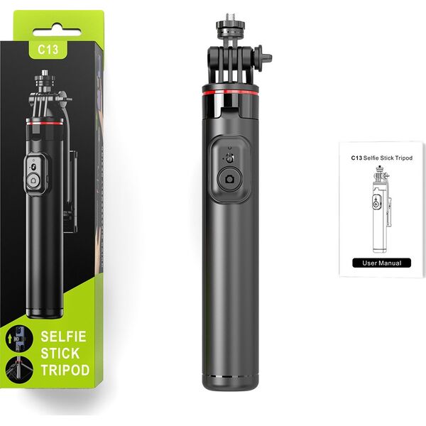 Selfie stick Hurtel Selfie stick WC1Y3S teleskopowy tripod 1.3m z uchwytem na telefon - czarny 14146934 5907769360602