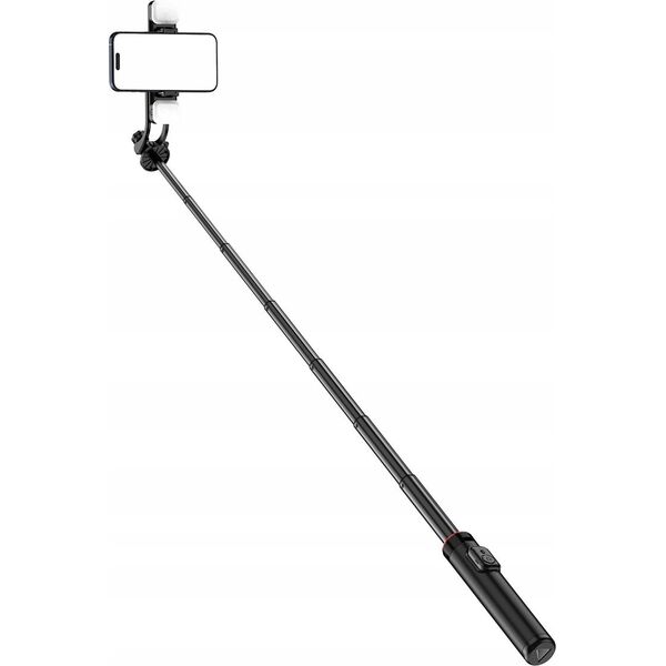 Selfie stick Hurtel Selfie stick WC12YDS teleskopowy tripod 1.3m ze stopu aluminium z podwójną lampą i uchwytem na telefon - czarny 14146938 5907769360633