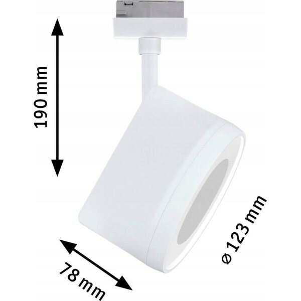 Paulmann Reflektor na szynoprzewód URail ARENA 15W DIM 850lm 2700K 230V biały RAL9003 / metal 14148888 4000870948996