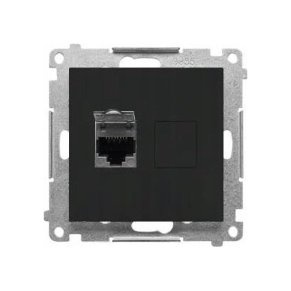 Kontakt-Simon Gniazdo komputerowe RJ45 Kontakt-Simon 55 T61.01/149 pojedyncze kategoria 6, z przesłoną przeciwkurzową moduł czarny mat 14148917 5902787878979