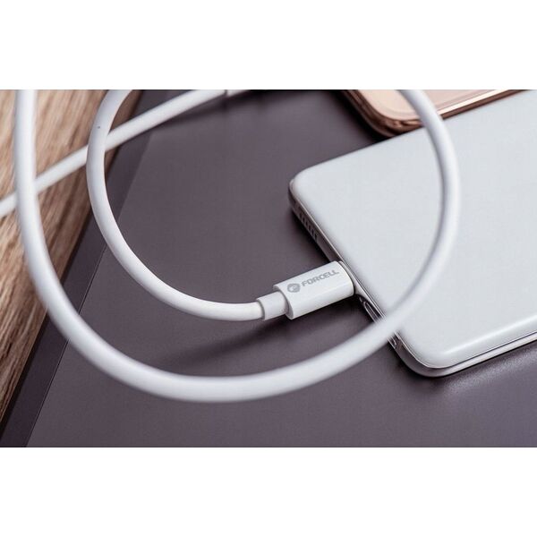 Kabel USB ForCell FORCELL F-ENERGY C338 kabel Typ C do Typ C PD QC4.0 3A 60W 1 m biały 14150544 5903396219580