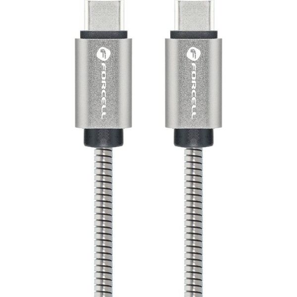 Kabel USB ForCell FORCELL F-ENERGY Metal C237 kabel Typ C do Typ C PD QC4.0 3A 60W 1 m srebrny 14150548 5903396274480
