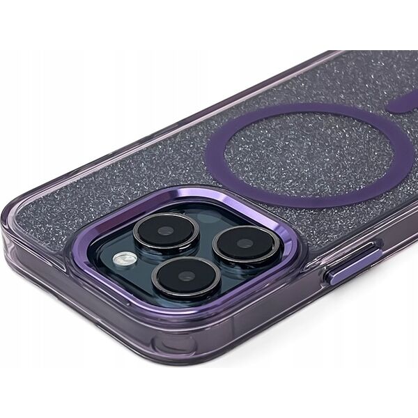 Hurtel Etui Glitter Case MagSafe na iPhone 16 - fioletowe z brokatem 14150698 5907769363979